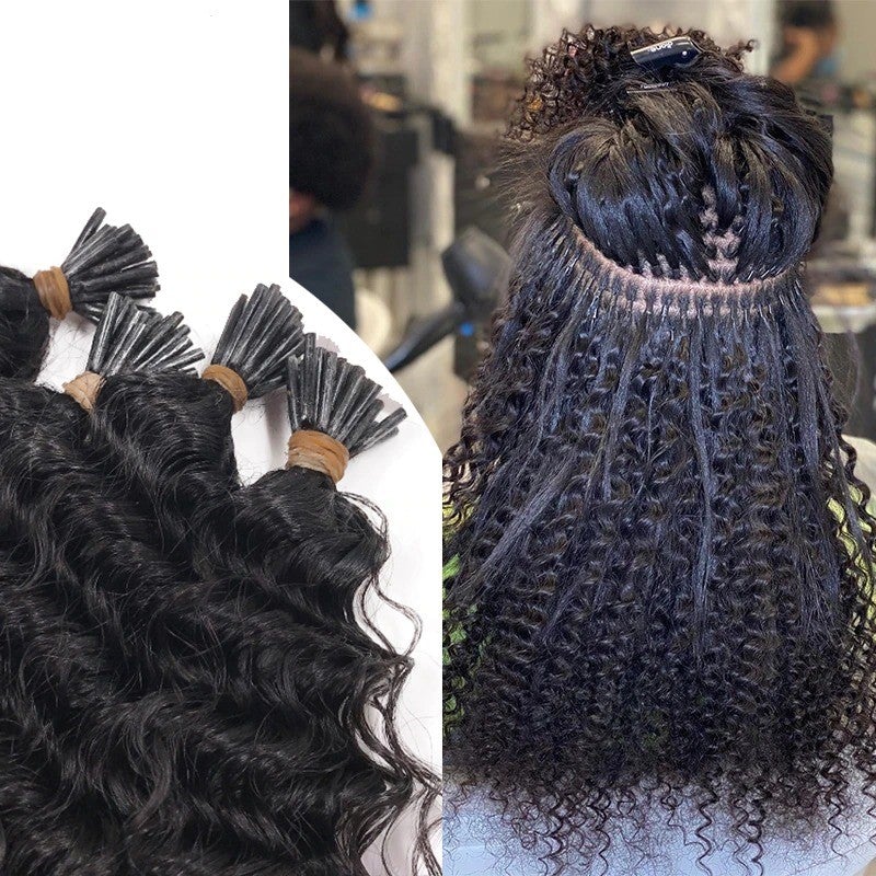 Jerry Curl Human Hair i Tip Microlinks Bulk Braiding Human Hair Bundle - GlamAura