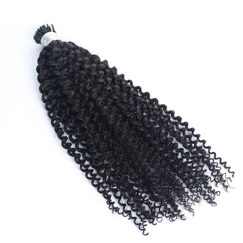Kinky Curly Human Hair i Tip Microlinks Bulk Braiding Human Hair Bundl - GlamAura