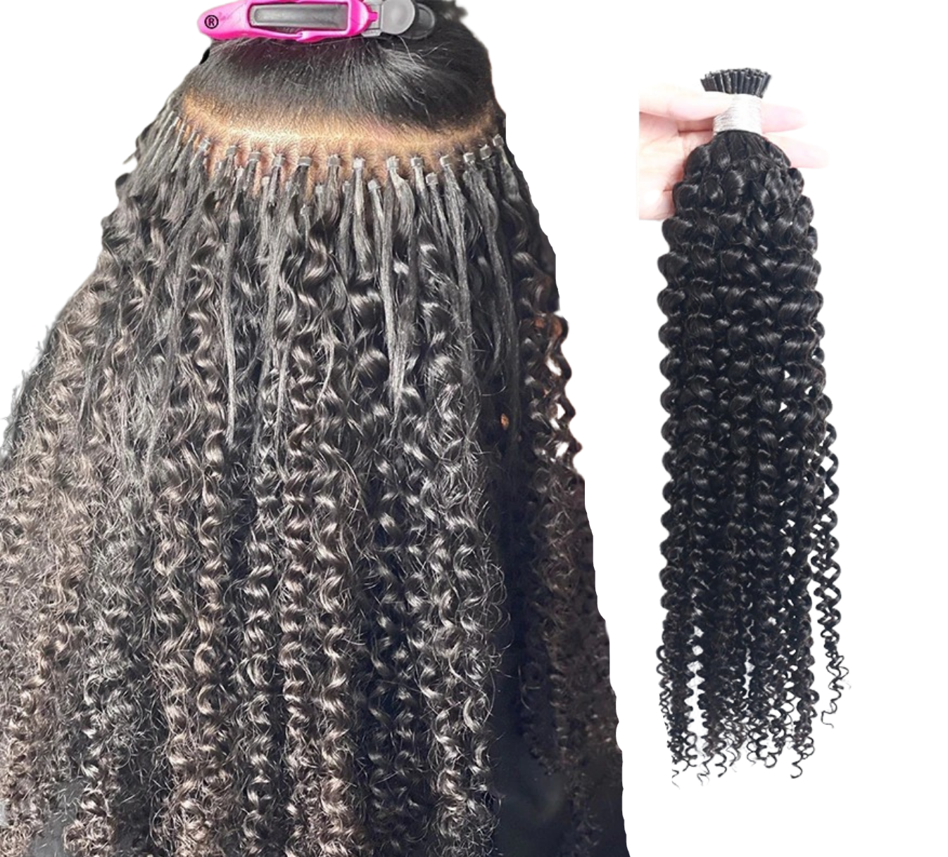 Kinky Curly Human Hair i Tip Microlinks Bulk Braiding Human Hair Bundl - GlamAura
