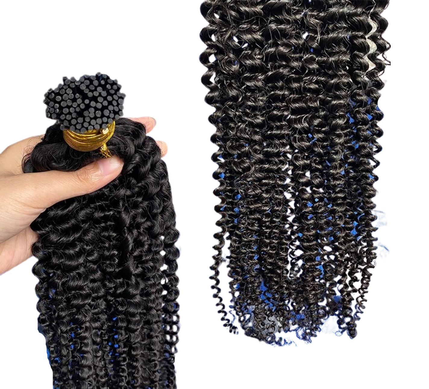 Kinky Curly Human Hair i Tip Microlinks Bulk Braiding Human Hair Bundl - GlamAura