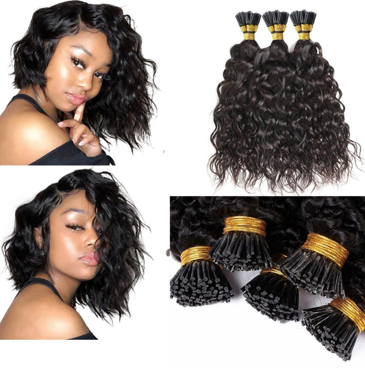 Water Wave Human Hair i Tip Microlinks Bulk Braiding Human Hair Bundle - GlamAura