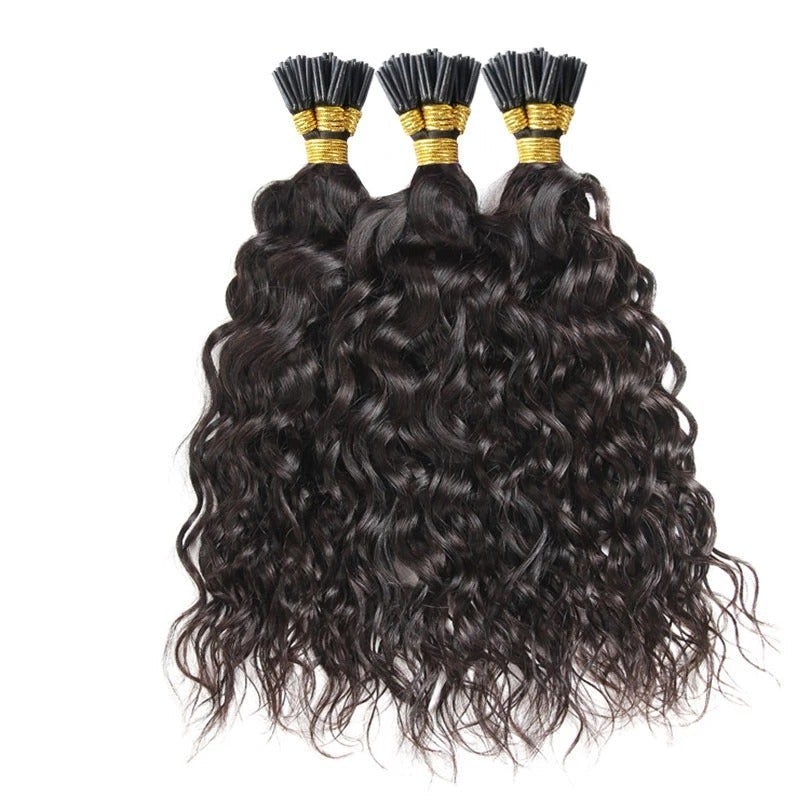 Water Wave Human Hair i Tip Microlinks Bulk Braiding Human Hair Bundle - GlamAura