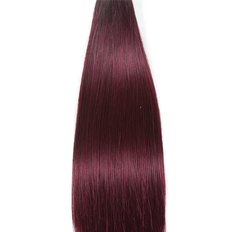 10A Grade #99j Straight Hair #1B/99J BUNDLES with 4x4 CLOSURES & FRONT - GlamAura