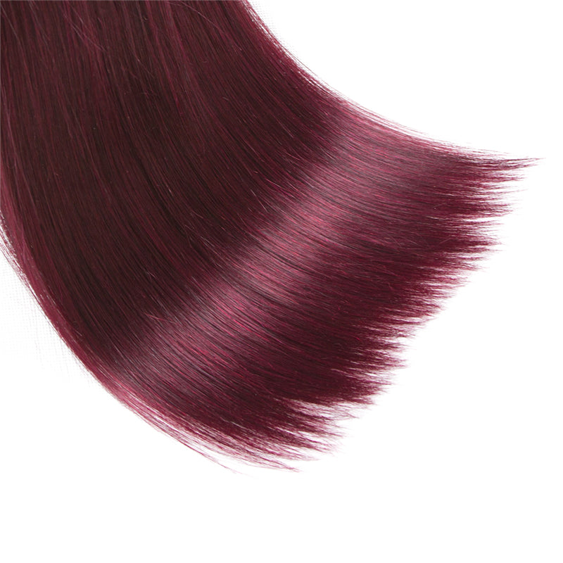10A Grade #99j Straight Hair #1B/99J BUNDLES with 4x4 CLOSURES & FRONT - GlamAura