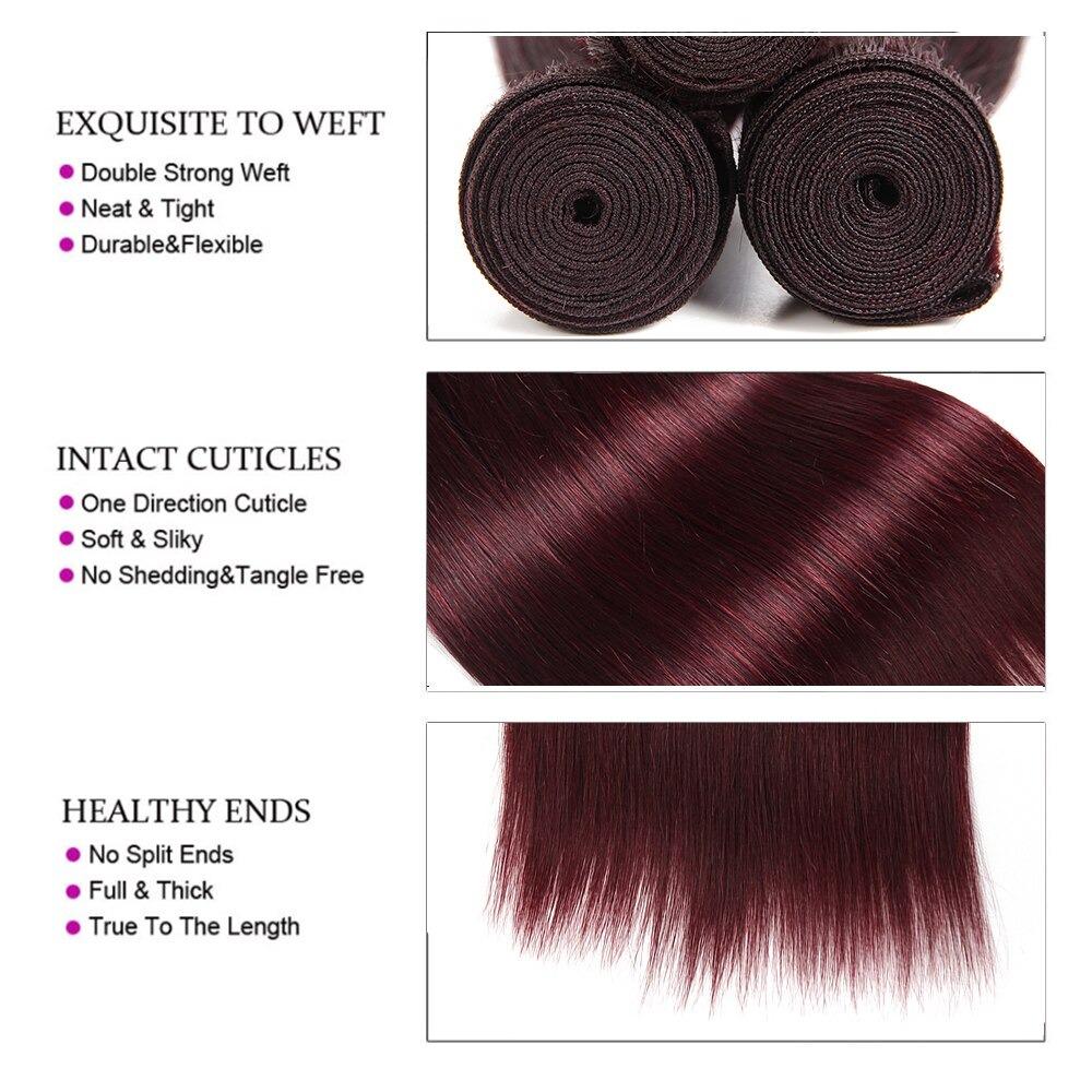 10A Grade #99j Straight Hair #1B/99J BUNDLES with 4x4 CLOSURES & FRONT - GlamAura