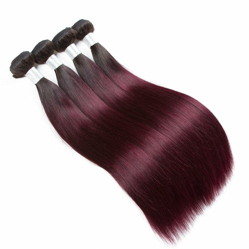 10A Grade #99j Straight Hair #1B/99J BUNDLES with 4x4 CLOSURES & FRONT - GlamAura