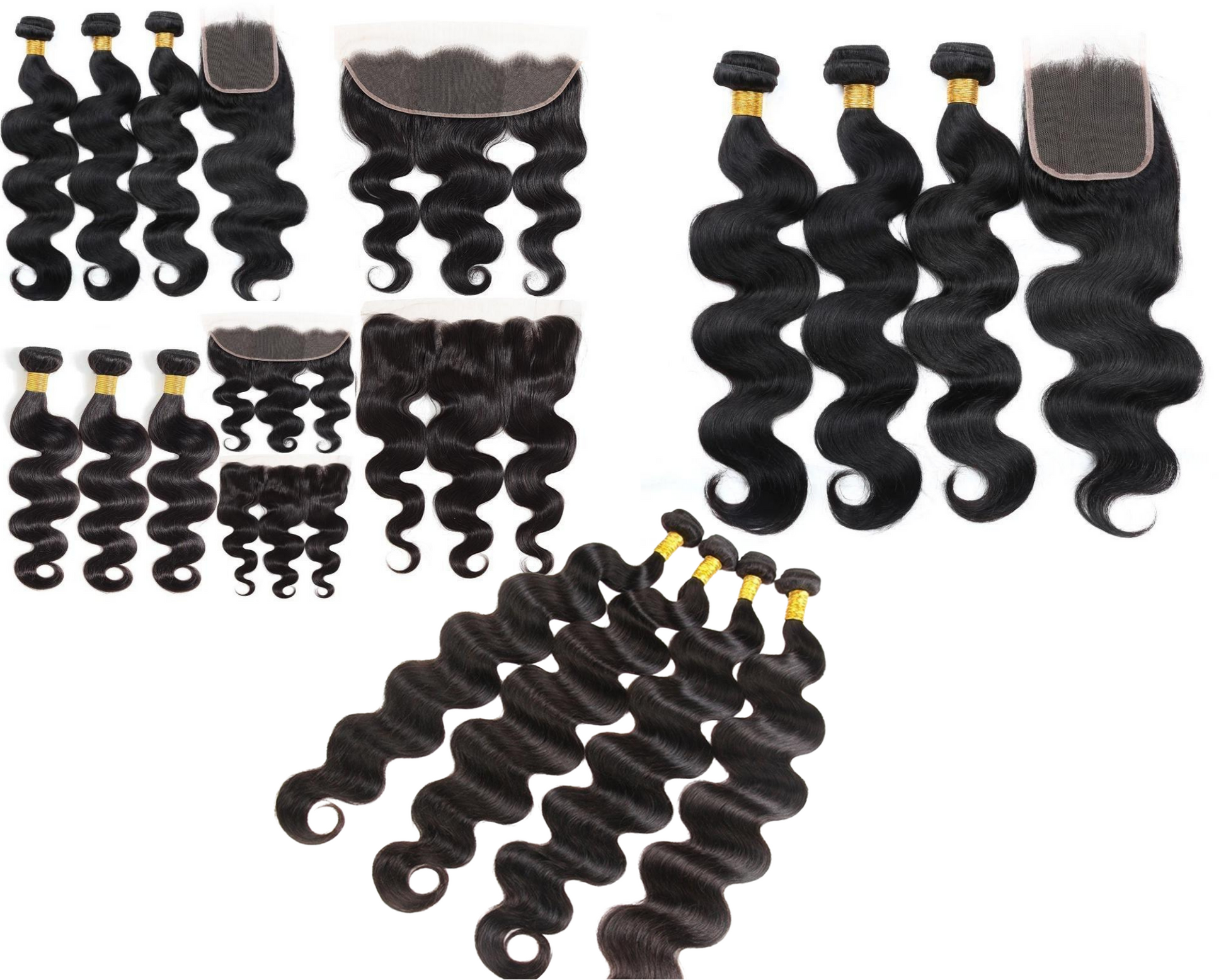 10A Grade Body Wave 3/4 Human Hair Bundles with 4x4 Closure 13x4 front - GlamAura