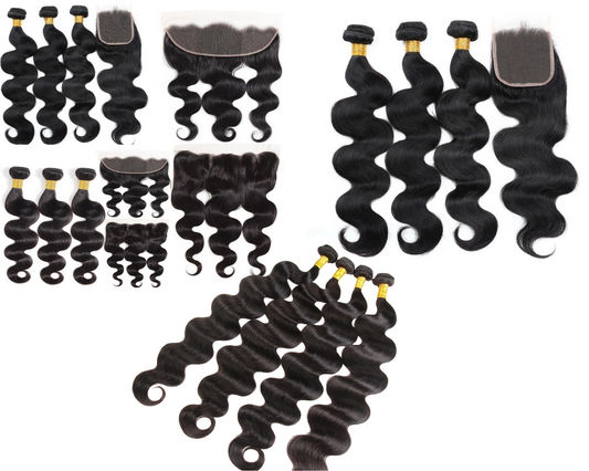10A Grade Body Wave 3/4 Human Hair Bundles with 4x4 Closure 13x4 front - GlamAura