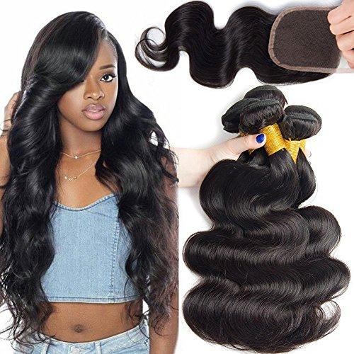 10A Grade Body Wave 3/4 Human Hair Bundles with 4x4 Closure 13x4 front - GlamAura