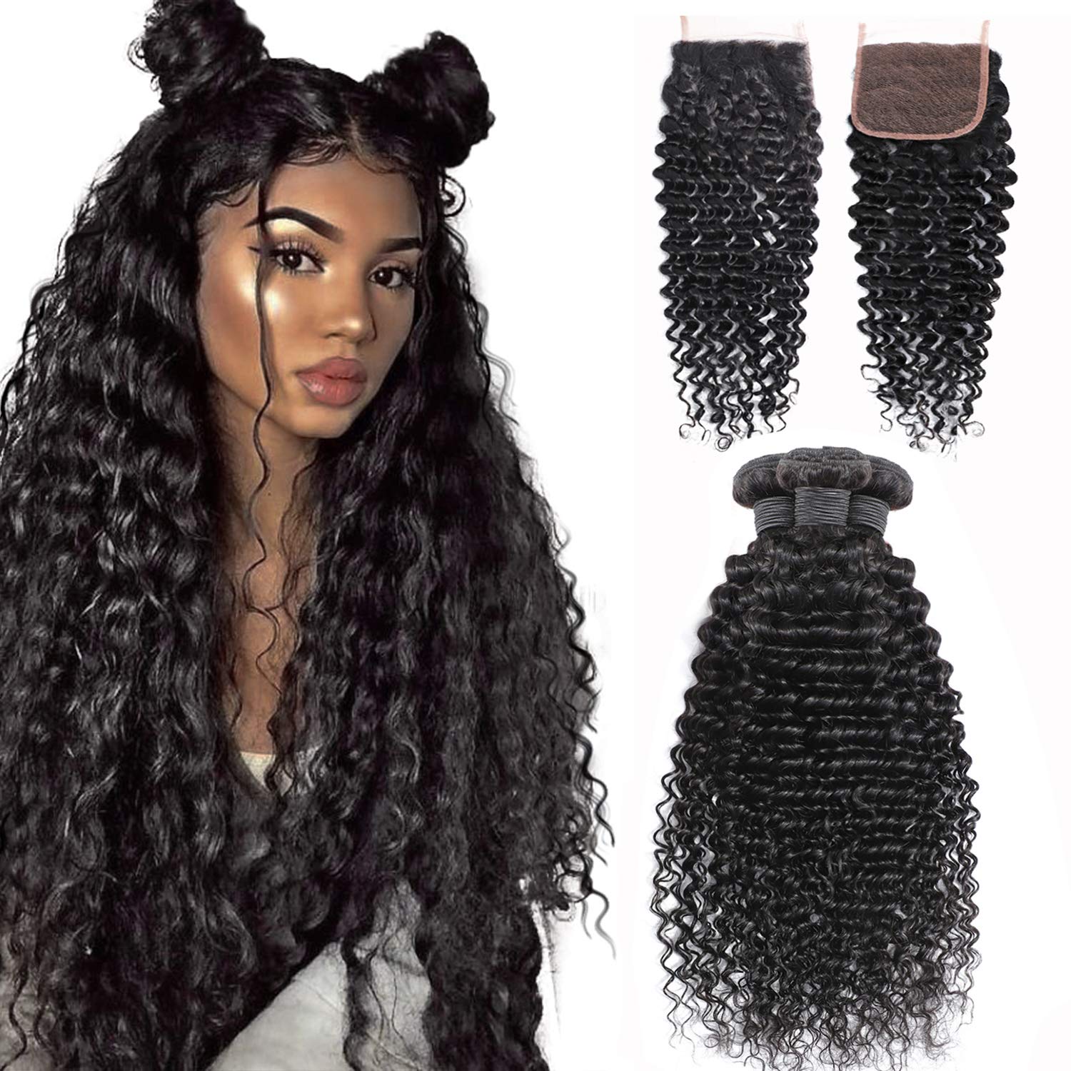 BeuMax 10A Grade 3/4 Deep Wave  Bundles with 4x4 Closure Brazilian - GlamAura