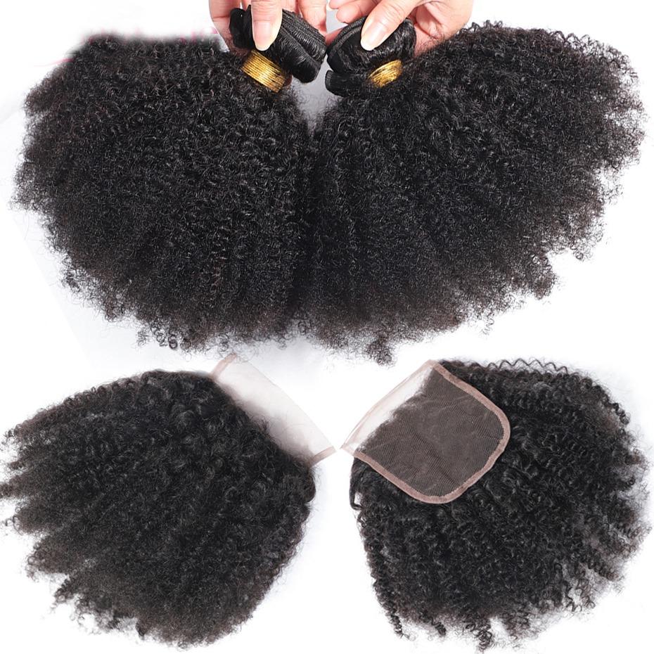 10A Grade 3/4 Bundles Afro Kinky Curly weave with 4X4 Closures & 13x4 - GlamAura
