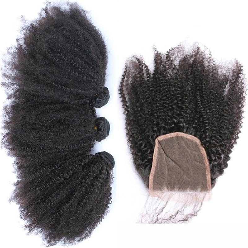 10A Grade 3/4 Bundles Afro Kinky Curly weave with 4X4 Closures & 13x4 - GlamAura