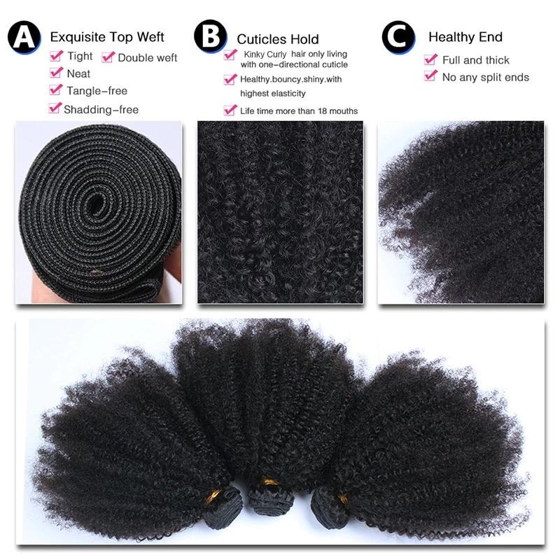 10A Grade 3/4 Bundles Afro Kinky Curly weave with 4X4 Closures & 13x4 - GlamAura
