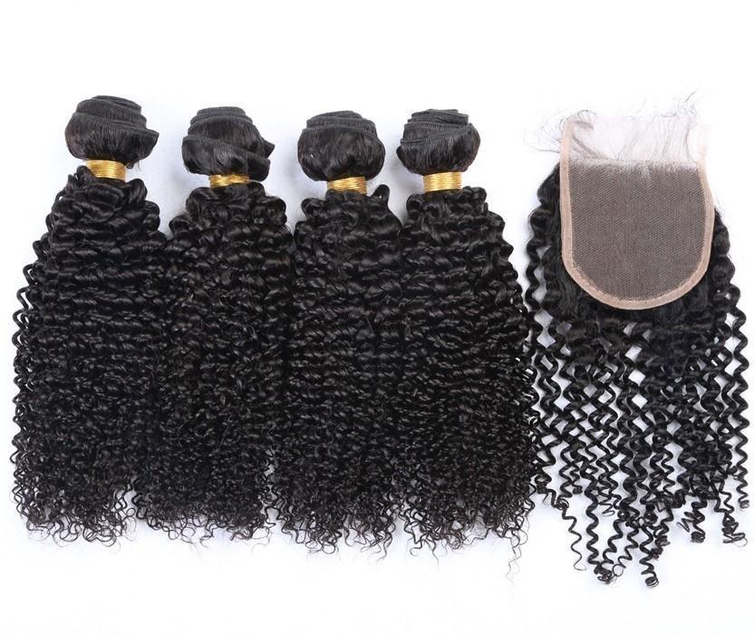 10A Grade 3/4 Kinky Curly Human Hair bundles with 4x4 Closures & 13x4 - GlamAura
