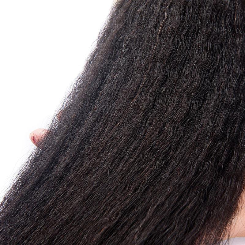 10A Grade 3/4 Kinky Straight Bundles With 4x4 Closures and 13x4 Fronta - GlamAura