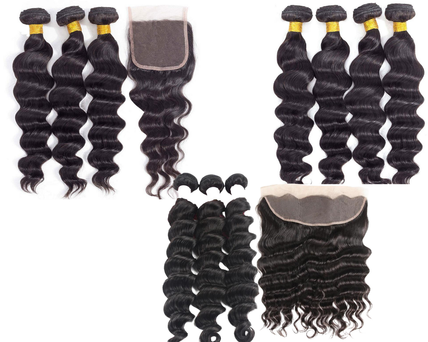 10A Grade 3/4 Loose Body Wave bundles with 4x4 Closures &13x4 Frontal - GlamAura