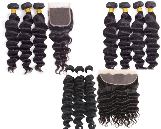 10A Grade 3/4 Loose Body Wave bundles with 4x4 Closures &13x4 Frontal - GlamAura