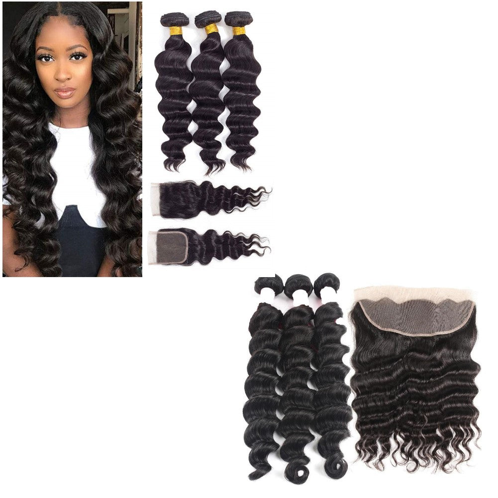 10A Grade 3/4 Loose Body Wave bundles with 4x4 Closures &13x4 Frontal - GlamAura