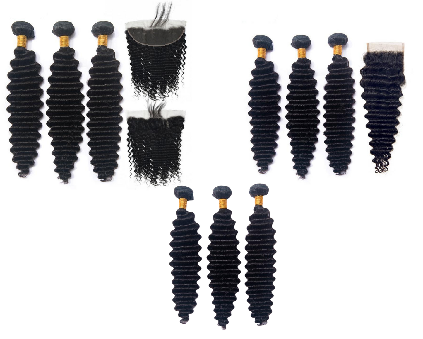 10A Grade 3/4 Loose Deep Wave bundles with 4x4 Closures & 13x4 Frontal - GlamAura