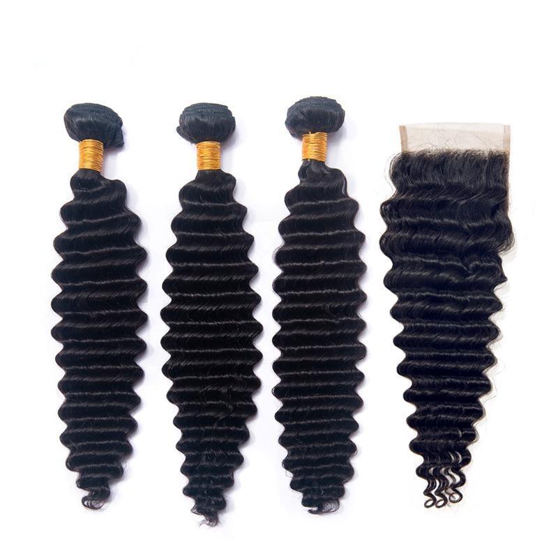 10A Grade 3/4 Loose Deep Wave bundles with 4x4 Closures & 13x4 Frontal - GlamAura