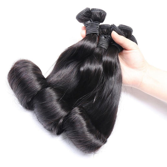 10A Grade Brazilian Egg Curl Fumi Human Hair Bundles With 4x4 Closure - GlamAura