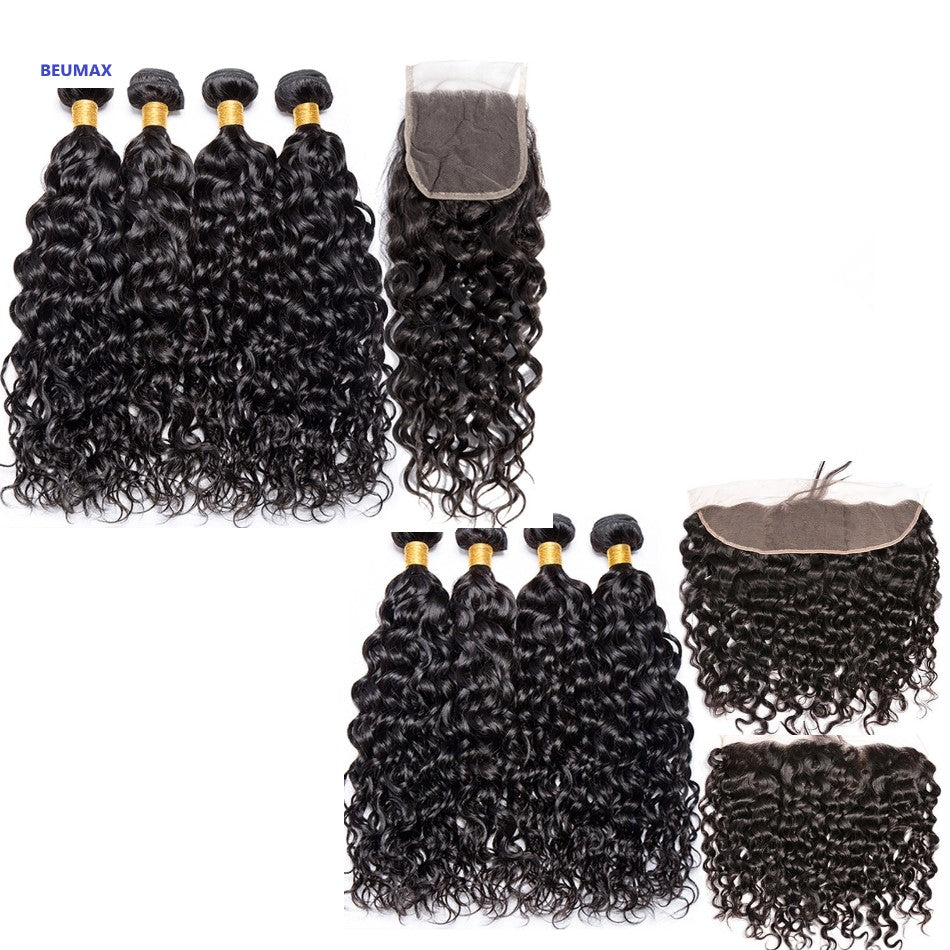 Brazilian Jerry Curl 10A Grade 3/4 bundles with 4x4 Closures & 13x4 Fr - GlamAura