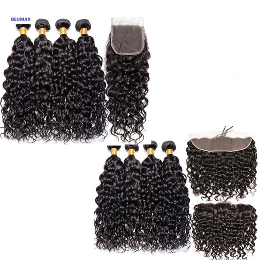 Brazilian Jerry Curl 10A Grade 3/4 bundles with 4x4 Closures & 13x4 Fr - GlamAura