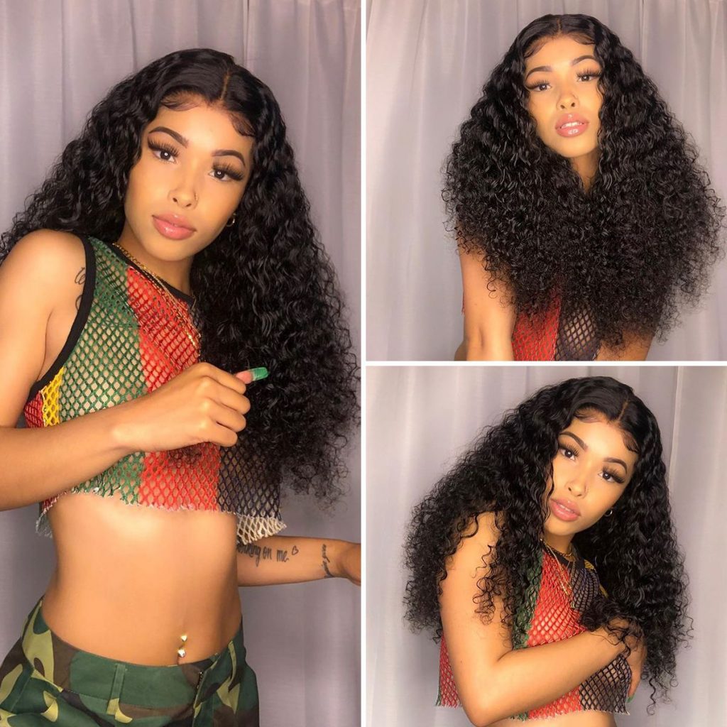 13x1x4 Jerry Curl 13x1x6 T part Lace Transparent Human Hair Wigs 180% - GlamAura