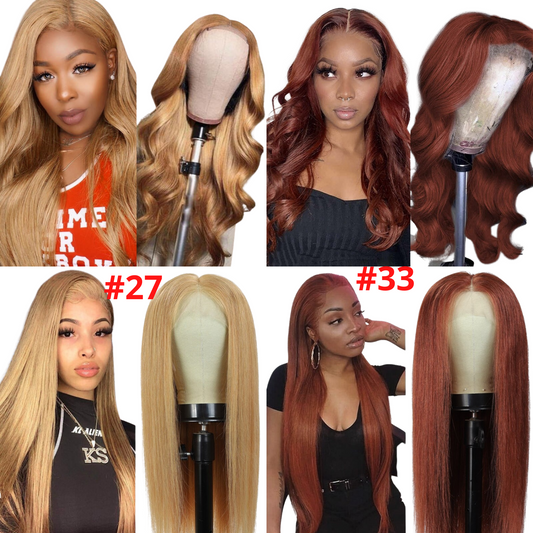 #27 Straight 13x1x4 T part Lace 4x4 Closure wigs Body Wave #33 Transpa - GlamAura