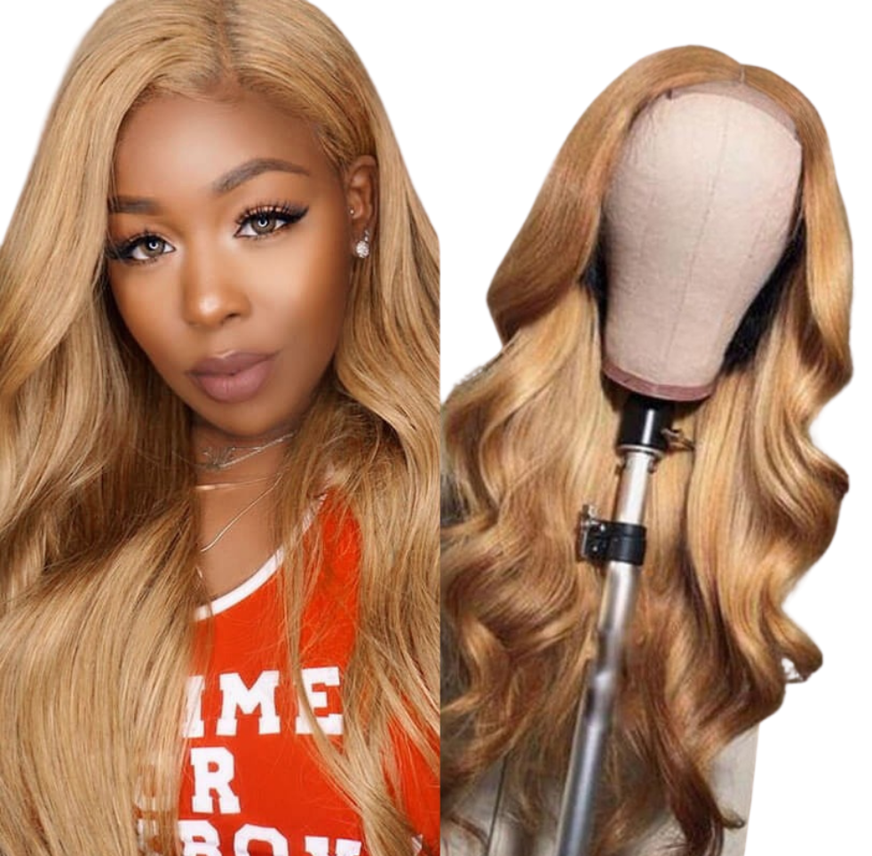#27 Straight 13x1x4 T part Lace 4x4 Closure wigs Body Wave #33 Transpa - GlamAura