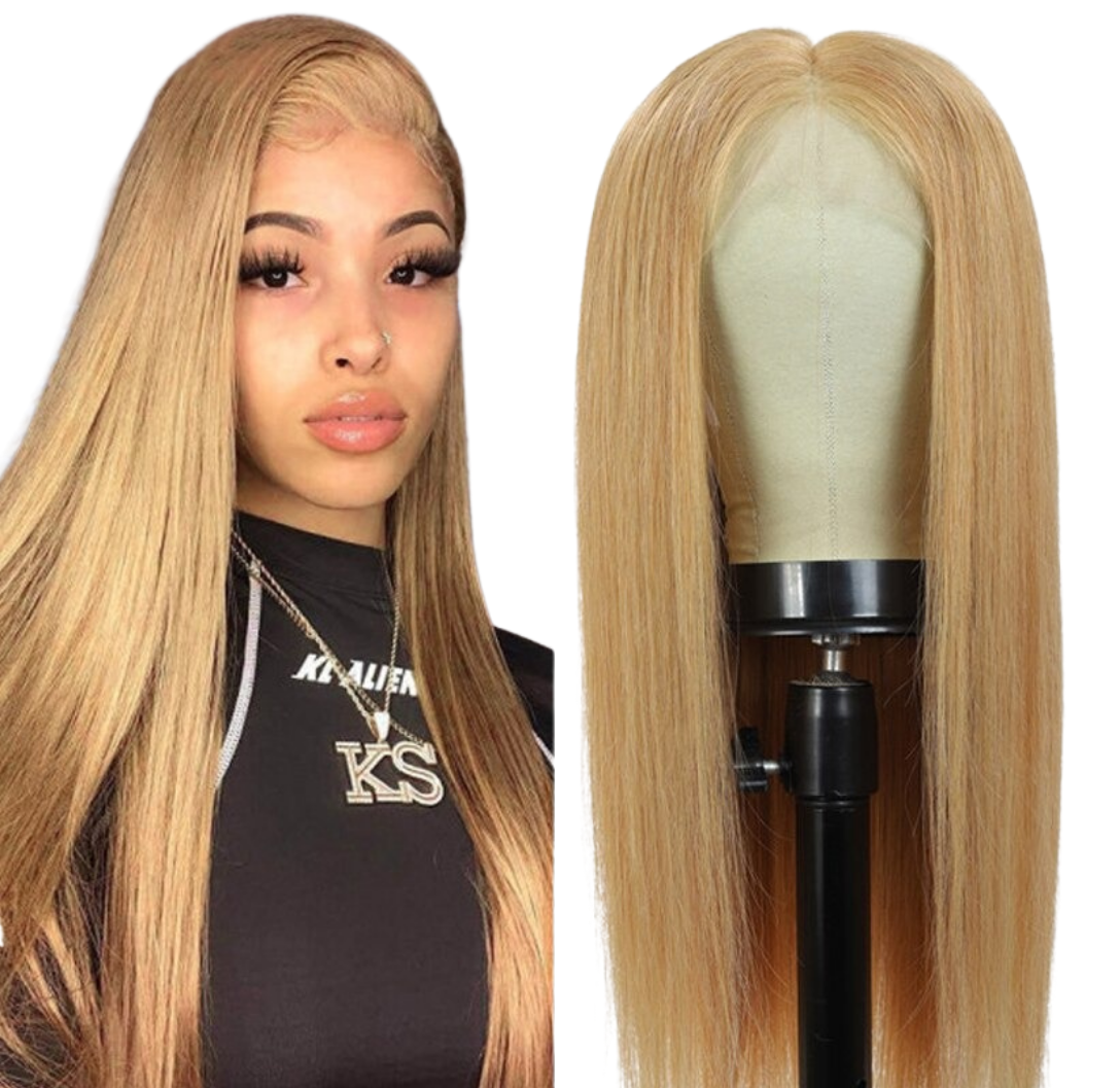 #27 Straight 13x1x4 T part Lace 4x4 Closure wigs Body Wave #33 Transpa - GlamAura
