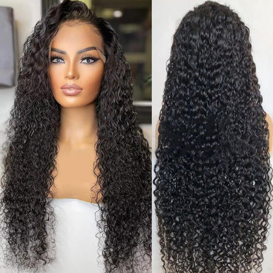 13x4x1 Water Wave 13x1x6 T part Lace Transparent Human Hair Wigs 180% - GlamAura