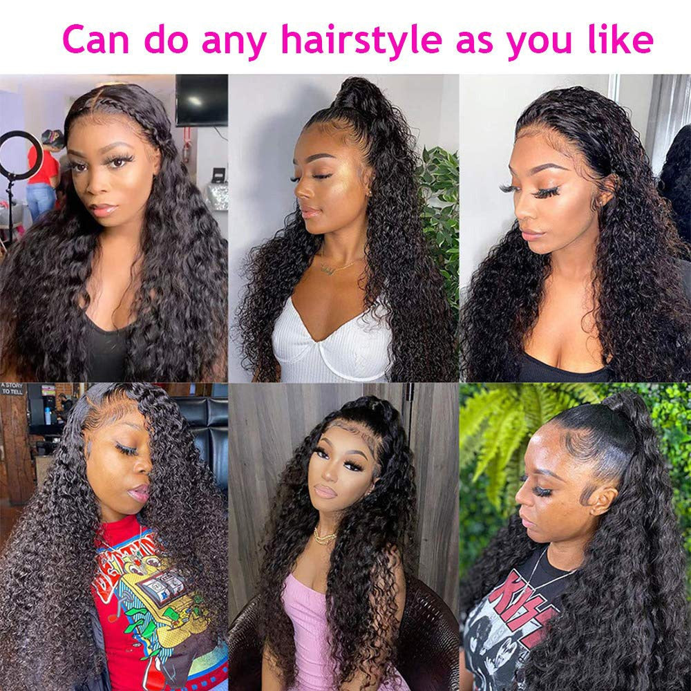 13x4x1 Water Wave 13x1x6 T part Lace Transparent Human Hair Wigs 180% - GlamAura