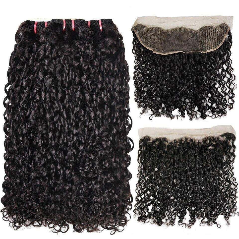 10A Grade Brazilian Pissy Curly Fumi Human Hair 3/4  Bundles With 4x4 - GlamAura