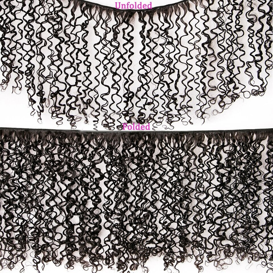 10A Grade Brazilian Pissy Curly Fumi Human Hair 3/4  Bundles With 4x4 - GlamAura