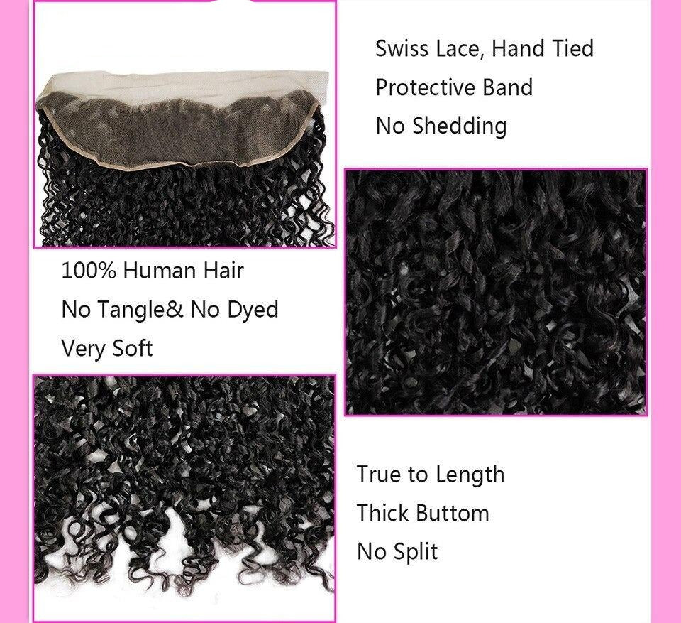 10A Grade Brazilian Pissy Curly Fumi Human Hair 3/4  Bundles With 4x4 - GlamAura