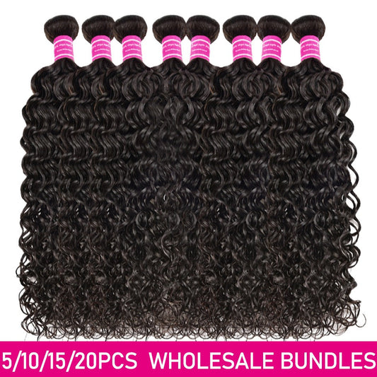Wholesale 5/6/10/12 Bundles Brazilian Water Wave 10A Grade Human Hair - GlamAura
