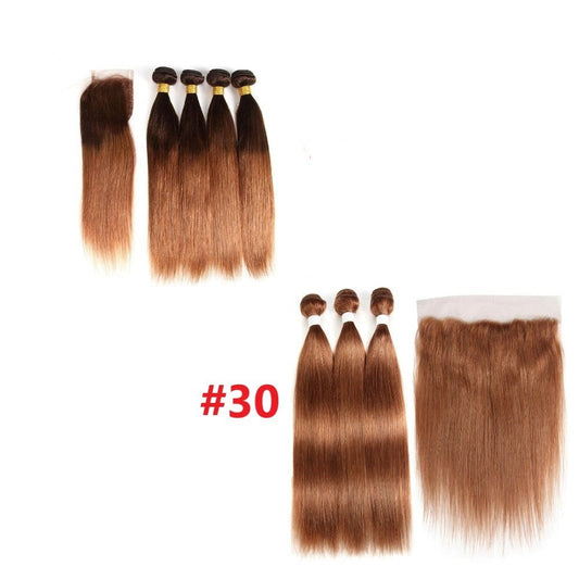 #4/30 Straight Ombre 10A Grade Body Wave #30 BUNDLES with 4x4  CLOSURE - GlamAura