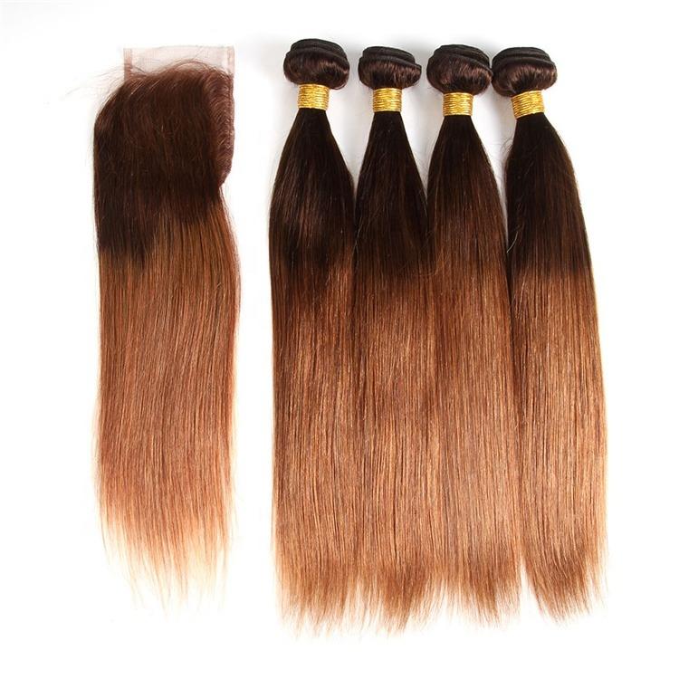 #4/30 Straight Ombre 10A Grade Body Wave #30 BUNDLES with 4x4  CLOSURE - GlamAura