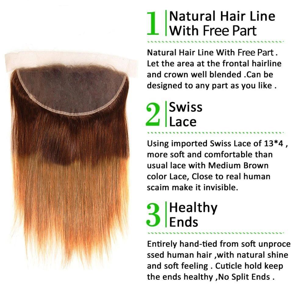 #4/30 Straight Ombre 10A Grade Body Wave #30 BUNDLES with 4x4  CLOSURE - GlamAura