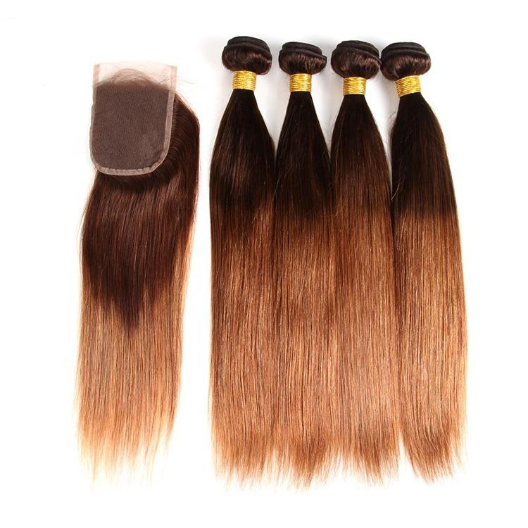 #4/30 Straight Ombre 10A Grade Body Wave #30 BUNDLES with 4x4  CLOSURE - GlamAura