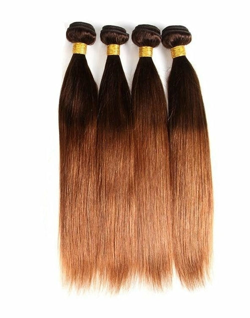 #4/30 Straight Ombre 10A Grade Body Wave #30 BUNDLES with 4x4  CLOSURE - GlamAura