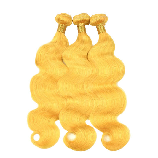 #Yellow 10A Grade #1B/Yellow Body Wave 3/4 BUNDLES with CLOSURES & FRO - GlamAura