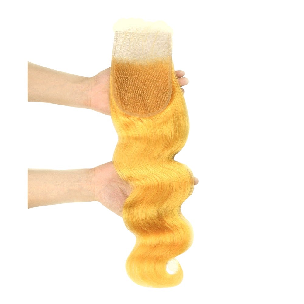 #Yellow 10A Grade #1B/Yellow Body Wave 3/4 BUNDLES with CLOSURES & FRO - GlamAura