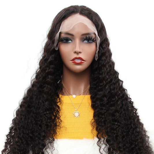 Deep Wave 13x6 Transparent Lace Frontal Brazilian Human Hair Wigs - GlamAura