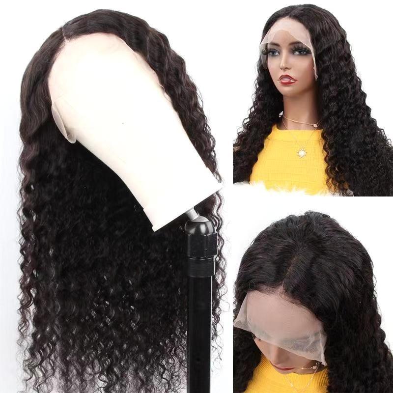 Deep Wave 13x6 Transparent Lace Frontal Brazilian Human Hair Wigs - GlamAura