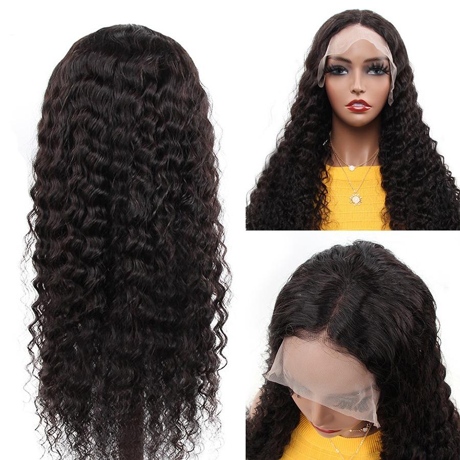 Deep Wave 13x6 Transparent Lace Frontal Brazilian Human Hair Wigs - GlamAura