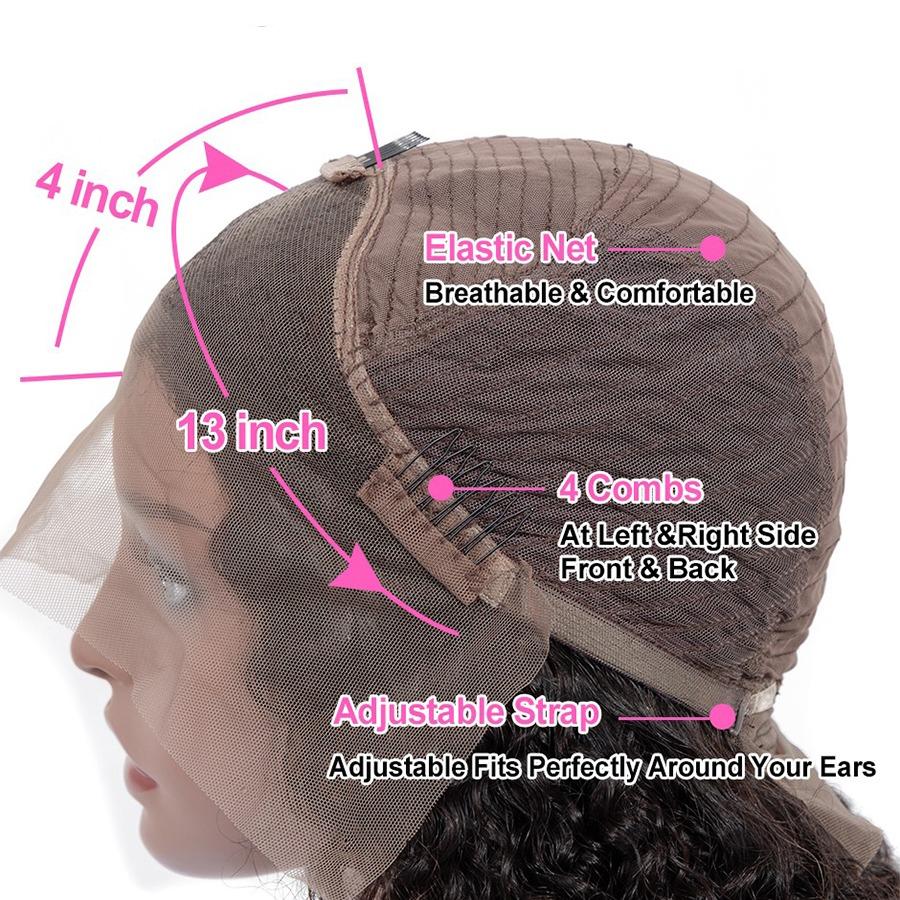 Deep Wave 13x6 Transparent Lace Frontal Brazilian Human Hair Wigs - GlamAura