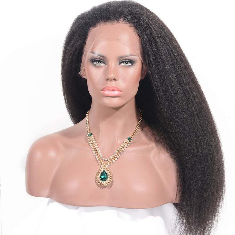 Kinky Straight 13x6 Transparent Lace Frontal Brazilian Human Hair Wigs - GlamAura