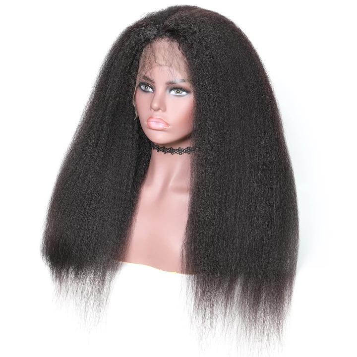 Kinky Straight 13x6 Transparent Lace Frontal Brazilian Human Hair Wigs - GlamAura
